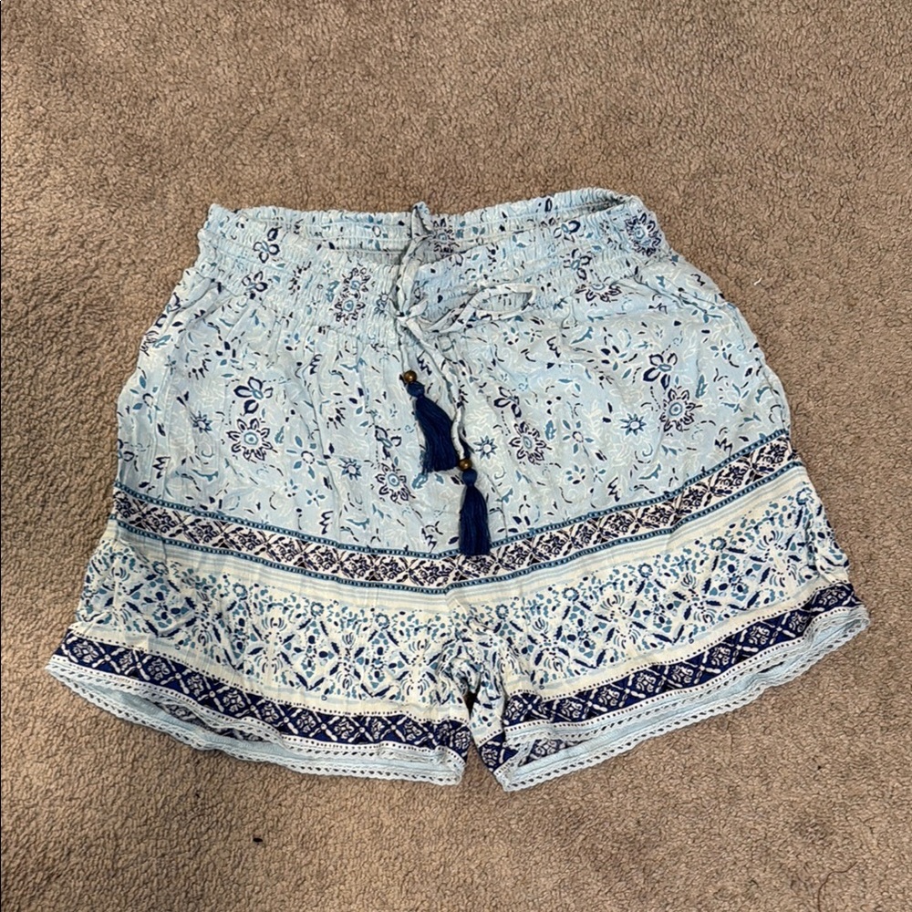 Blue Rain High Waist Blue Shorts